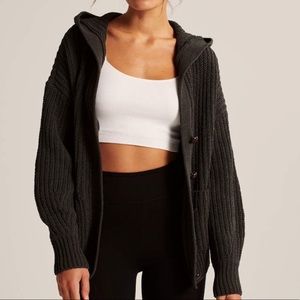 A&F Hooded Chenille Cardigan - Dark Grey
